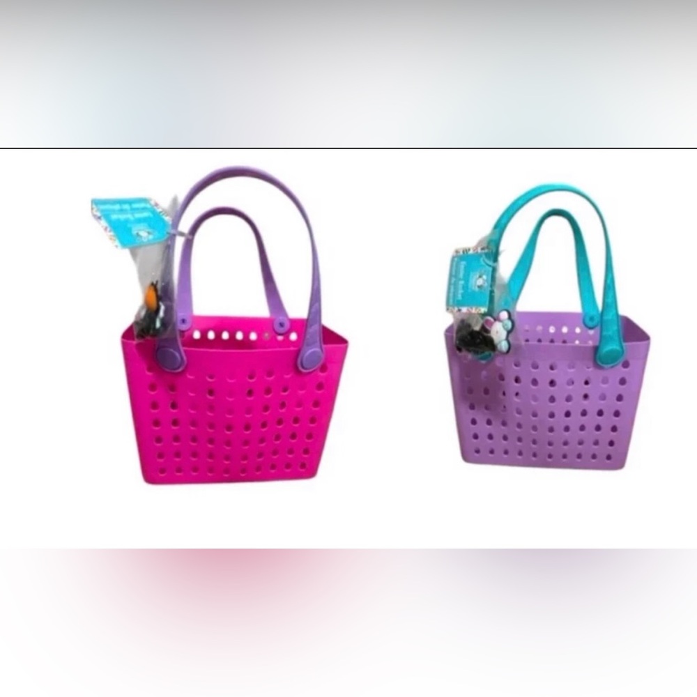 Easter Baskets w/Charms Pink, Purple, & Blue Tote (Set of 2).